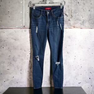 Guess Womens Jeans Sz 24 Ripped Dark Blue Stretchy Skinny Curvy